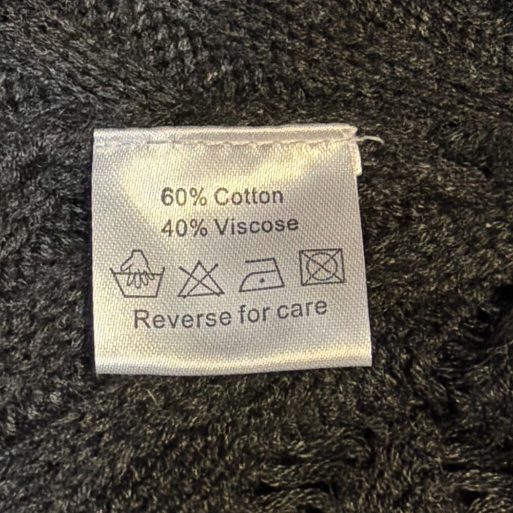 BELLDINI Women's size LARGE Open Front Sweater Cardigan Eyelet Knit Dark GRAY - Picture 14 of 15